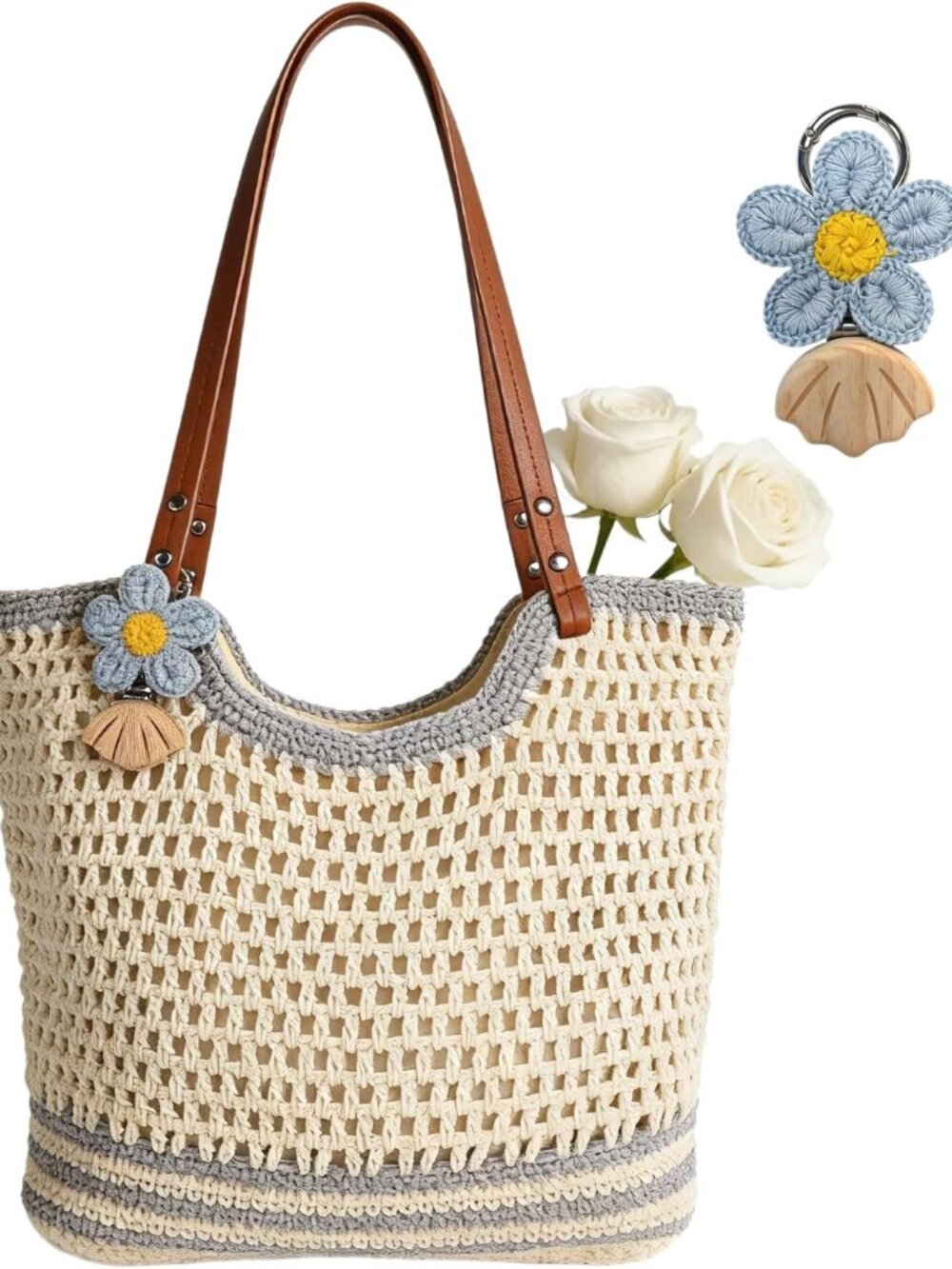 Women’s Crochet Tote Beach Bag Boho Handbag